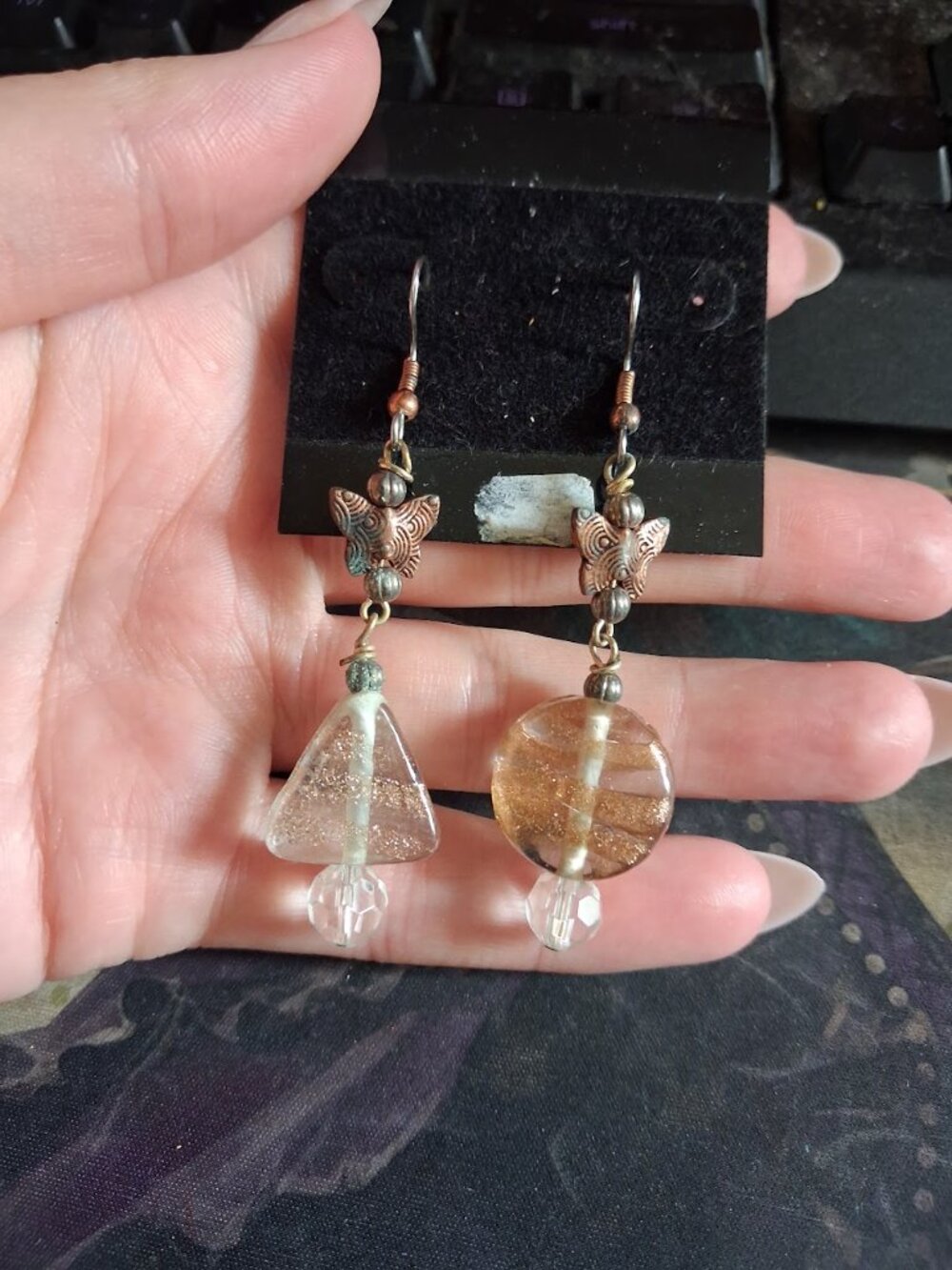 Artisan style Butterfly dangle earrings